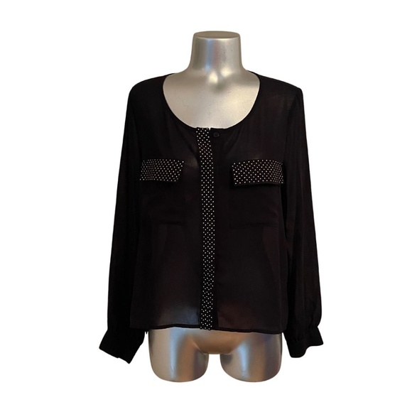 XXI Black Rhinestone Blouse – Long Sleeve – Size S - Picture 1 of 3